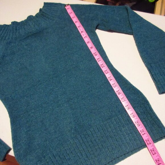 Vintage Y2K Wet Seal Teal Knit Sweater Top M Preppy Academia Retro Chic Corpcore - Picture 14 of 15